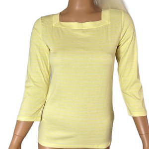 Lauren Ralph Lauren Yellow Striped Square Neck Long Sleeve Top | Size M | $59.50